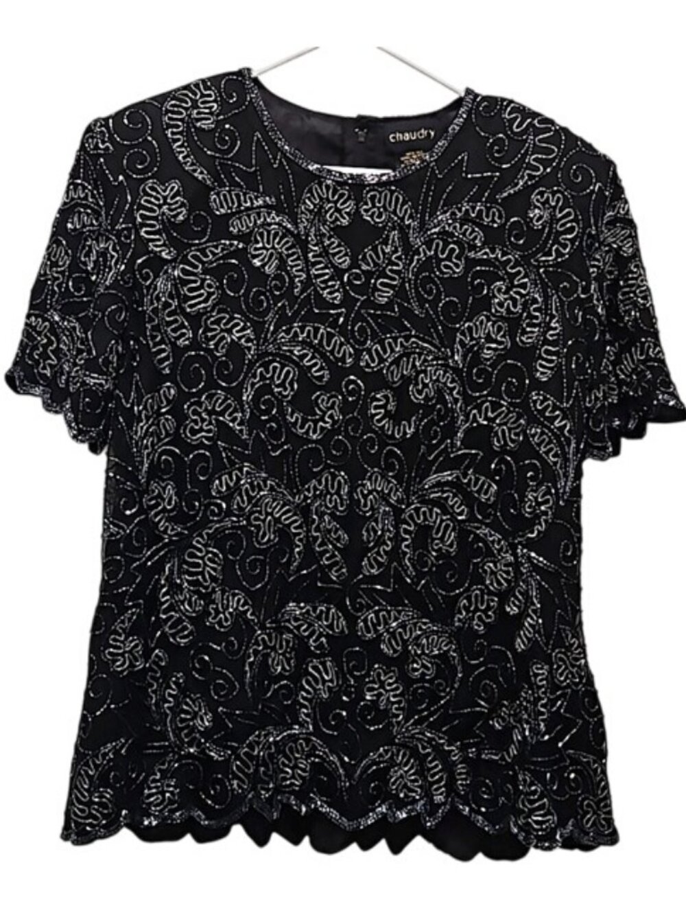 Chaudry Anthropologie Silk Beaded Blouse Top Size Medium New Party Formal Fancy